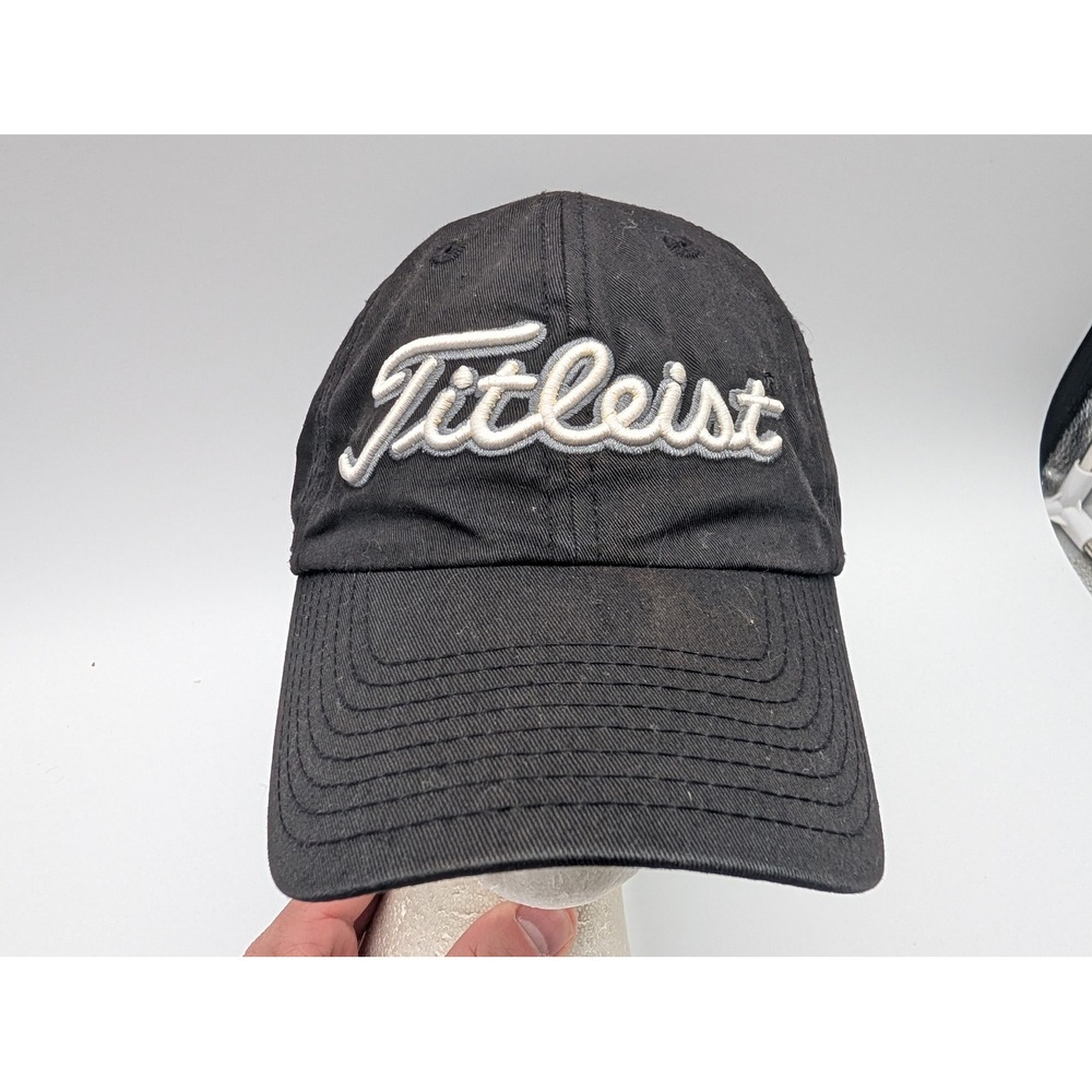 Titleist Golf Hat Black Adjustable Strapback Script Logo 1903 Graphic Mens